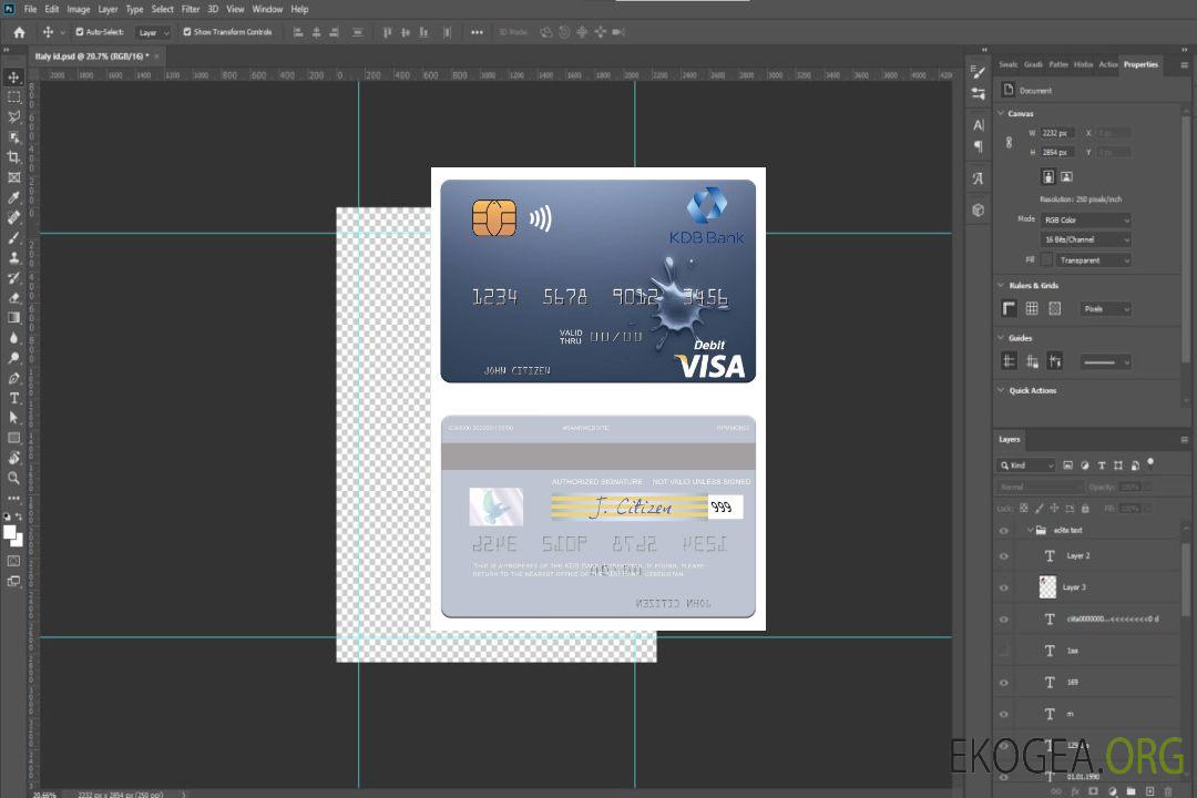 Carte de débit visa de la KDB Bank d'Ouzbékistan template
